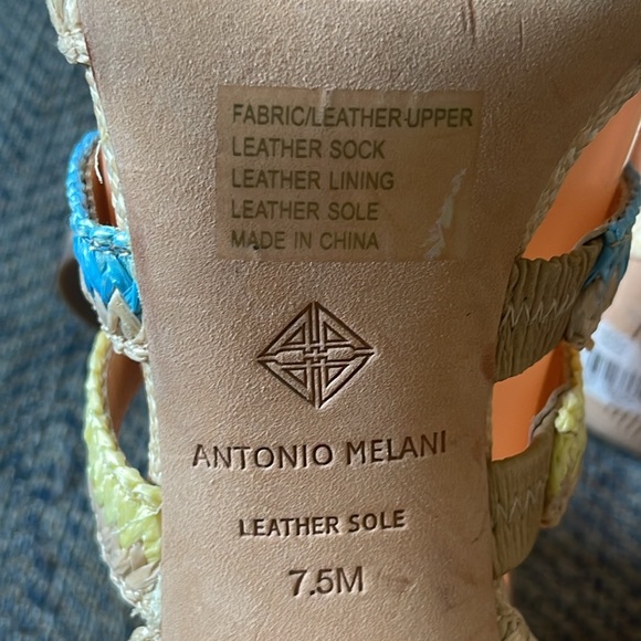 Antonio Melani Raffia Ankle Strap Block Heels Sandals Size: 7.5M - Picture 13 of 16